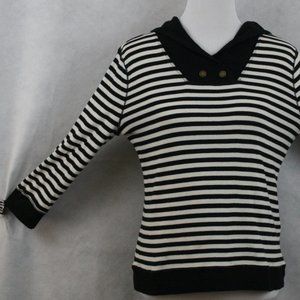 Ralph Lauren B&W Stripe Cotton Stretch Blouse SZ L